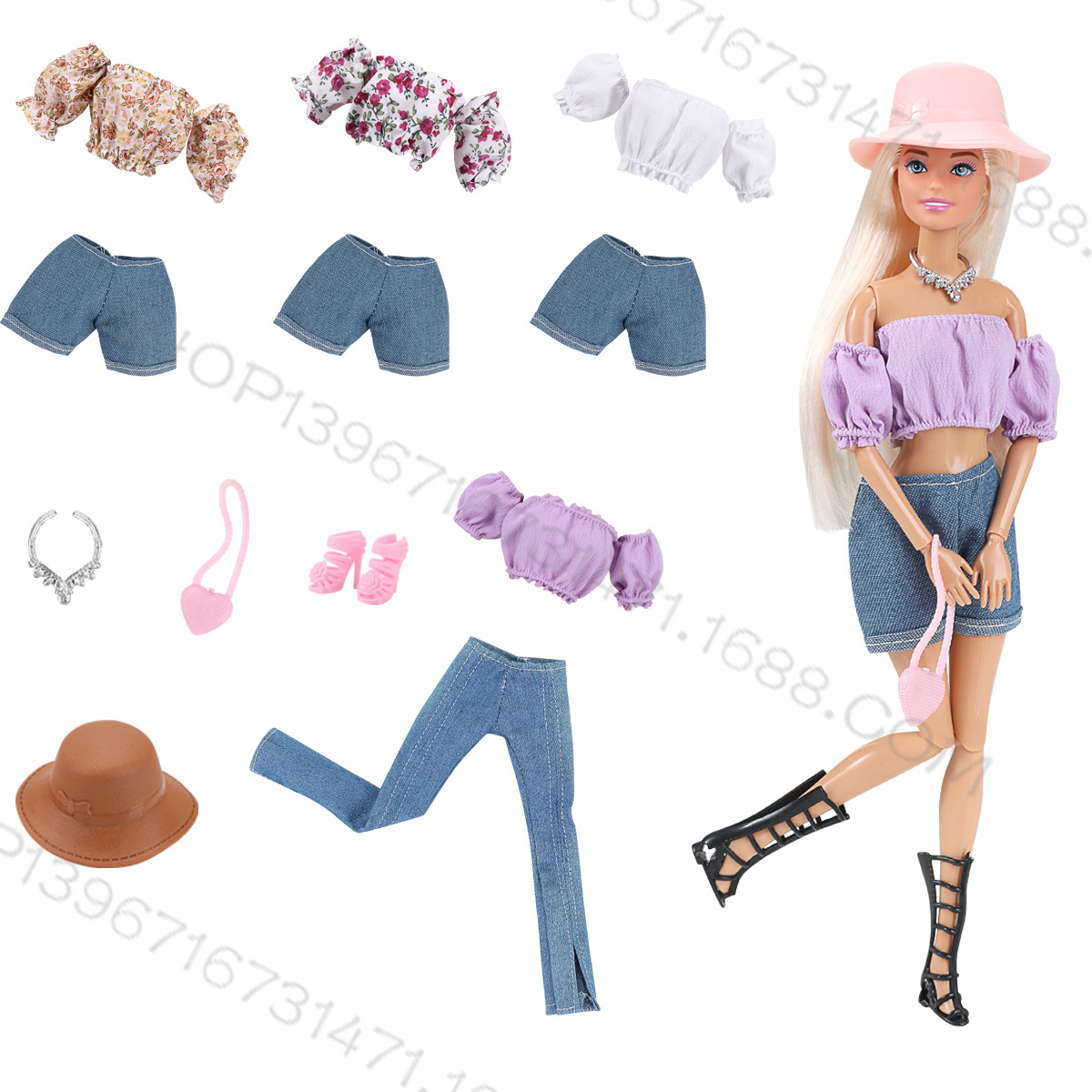 6分30厘米巴比娃娃多款色可选泡泡袖轻熟风短裤长裤喇叭裤