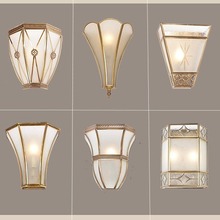 欧式美式全铜壁灯客厅卧室床头灯现代中式简约楼梯过道灯具壁灯