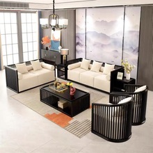 新中式沙发实木布艺沙发组合禅意别墅高端会所小户型样板房家具