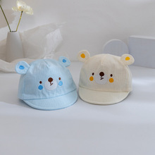 婴儿帽子韩国春季同款可爱小熊刺绣鸭舌帽出游遮阳防晒帽宝宝胎帽
