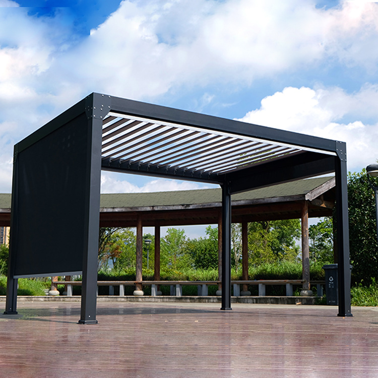 厂家直销北欧简约款全自动户外凉亭铝合金百叶棚别墅庭院阳光房