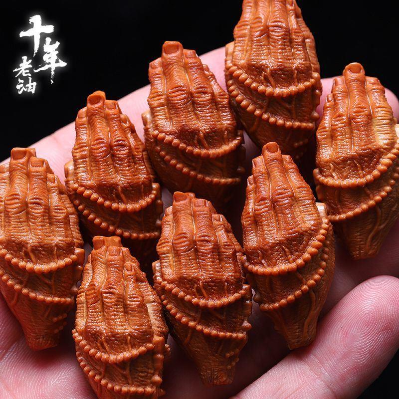 橄榄核手串一心向佛核尖佛手串大籽橄榄核雕财神弥勒素串男士批发