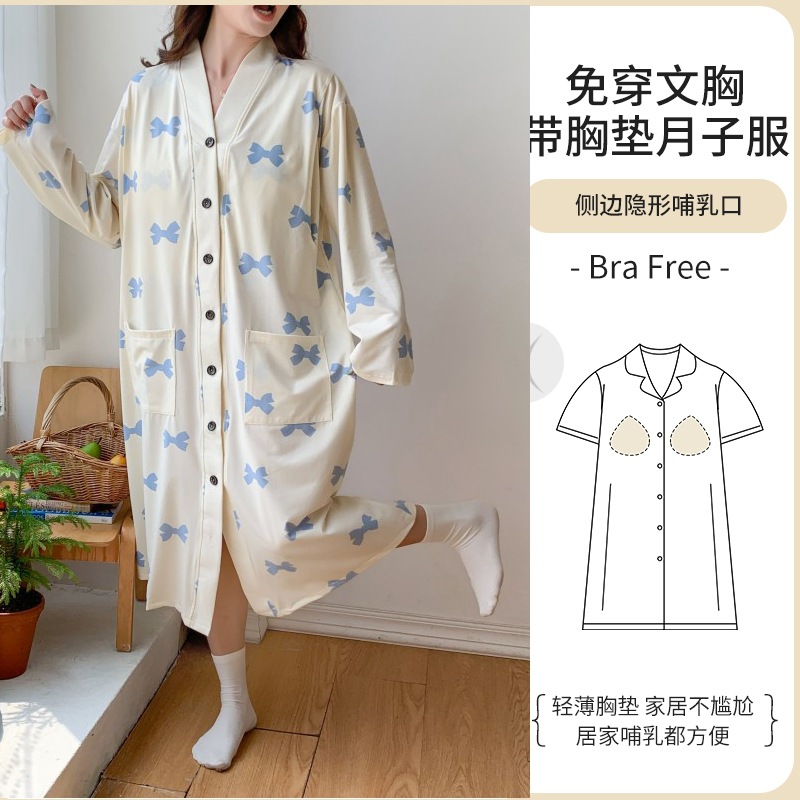 202 april children‘s clothing spring and summer thin artificial cotton with chest pad breastfeeding and nursing pregnant women plus size postpartum dress