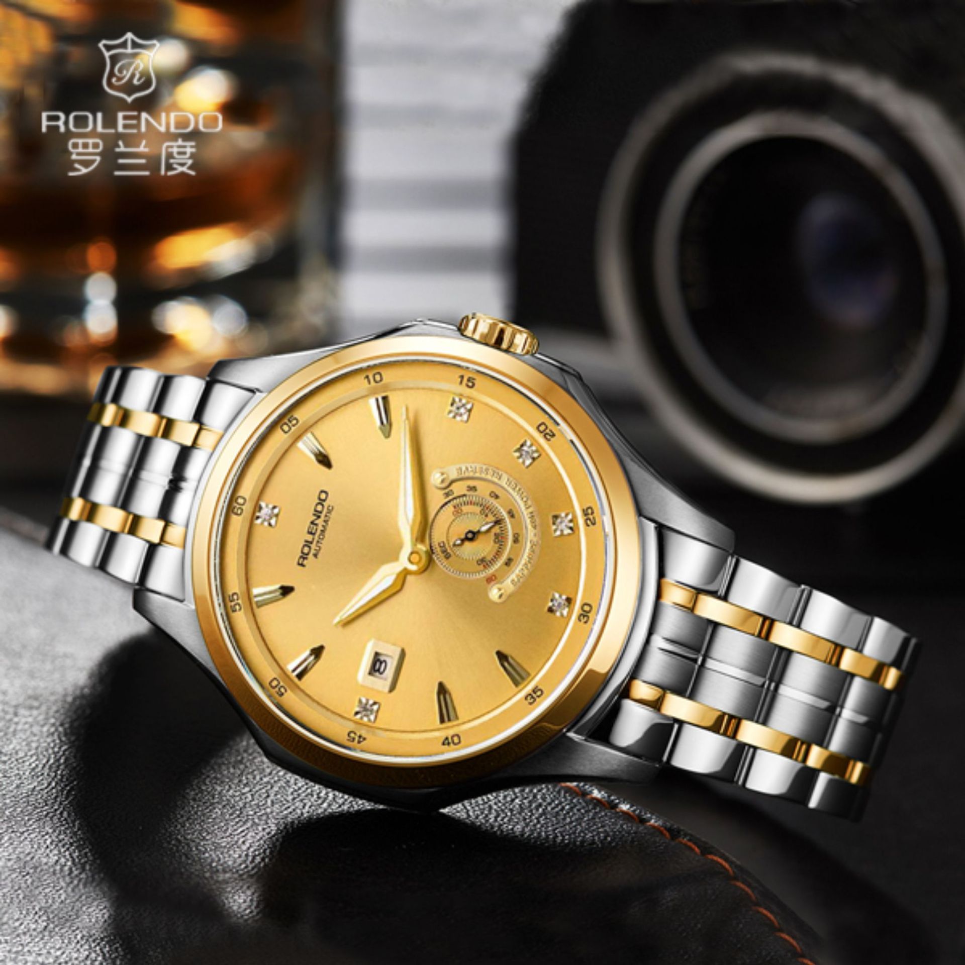 罗兰度 全自动机械男表精钢防水夜光日历男士腕表