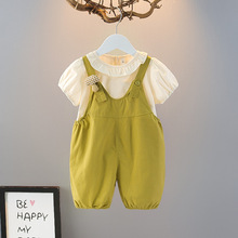女宝宝夏装套装婴儿衣服短袖两件套女童小童夏季薄款1-3岁半2背带