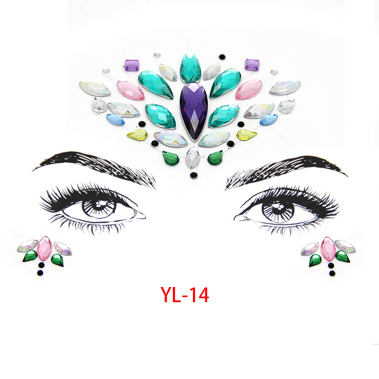 face tattoo stickers crystal diamond stickers ball electric syllable rhinestone face diamond stickers face decoration acrylic diamond stickers