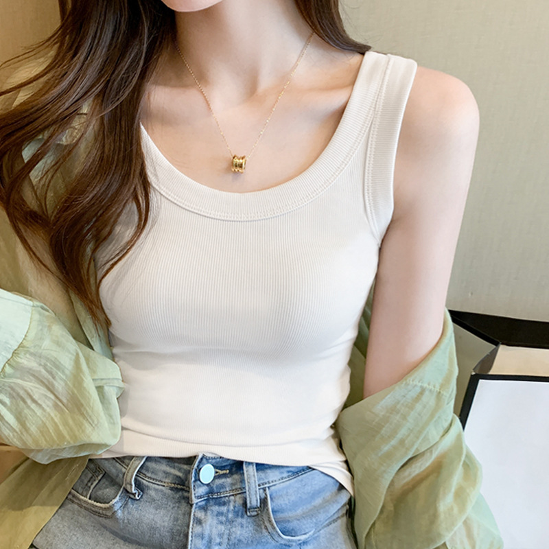 2024 Summer New Vest for Women Inner Wear Outer Wear Trendy Ins Slim Korean Style Short Sleeve Strappy Top Bottoming T-shirt for Women Women Clothes