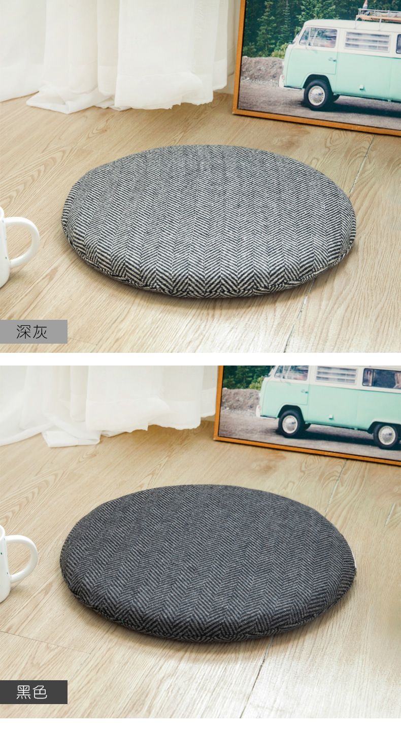 羊毛记忆棉圆形坐垫椅子圆垫棉麻透气座垫圆凳子垫子地上屁垫地垫