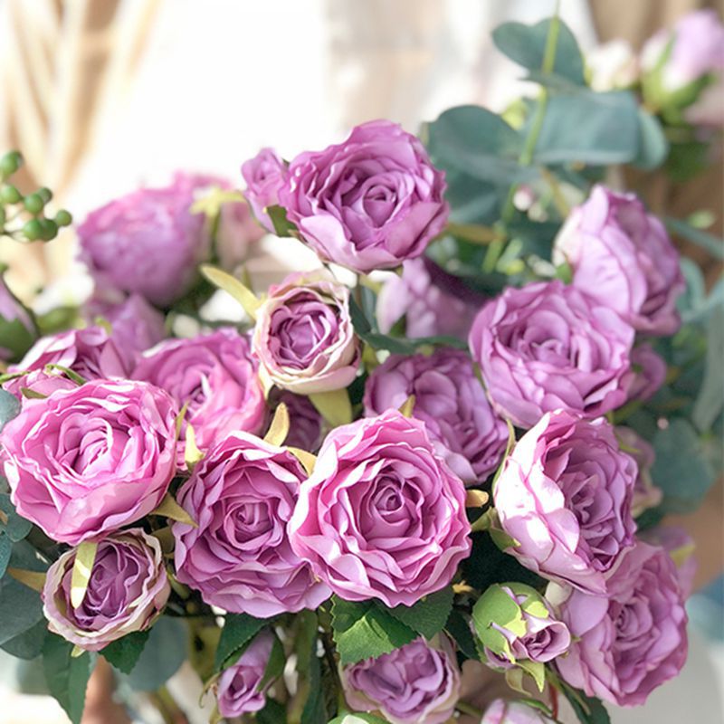 仿真紫色系蔷薇大红玫瑰铁线莲碎花植物搭配合集婚礼花艺家居摆件