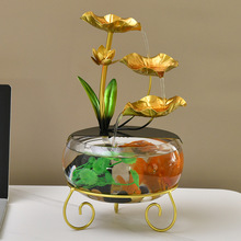 小型轻奢风鱼缸流水摆件家居客厅桌面创意水循环开业装饰礼品