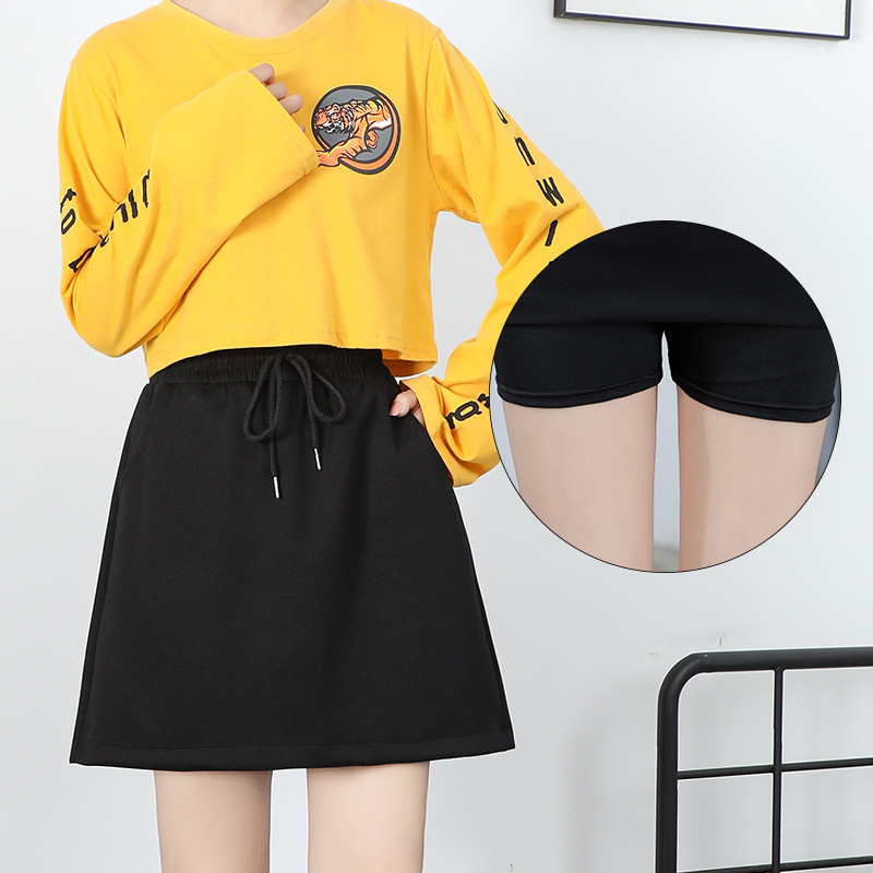 Spring/Summer 2022 A- line Skirt Skirt Anti-Exposure Skirt High Waist Elastic Stretch Pocket Skirt Slimming Women's Black Skirt