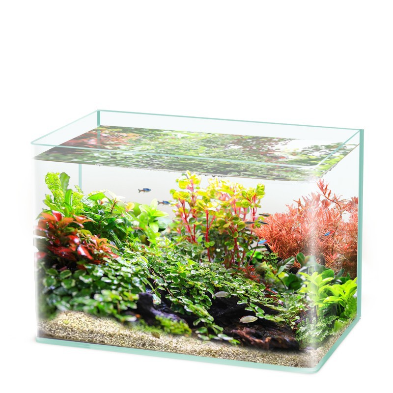 Yee Fish Tank Glass Golden Crystal Super White Small Desktop Aquarium Household Aquatic Plants Ecological Small Fish Tank Living Room Fish Tank