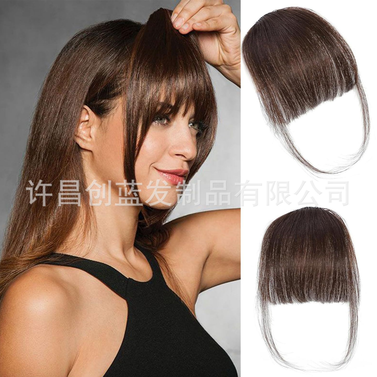漫画刘海假发真人发齐刘海 thick bangs 跨境批发手织前额假刘海