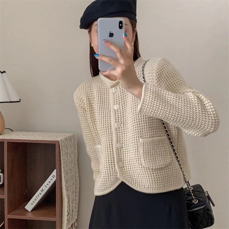 2023 Gentle Style Solid Color Sweater Coat Spring and Autumn Women's New Chanel Style Loose Short Sweater Cardigan Women Clothes