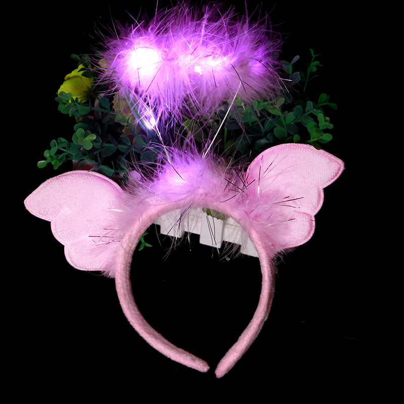 New Glowing Angel Goose Feather Garland Feather Flash Headdress Internet Celebrity Night Market Push Scan Code Small Gift Wholesale