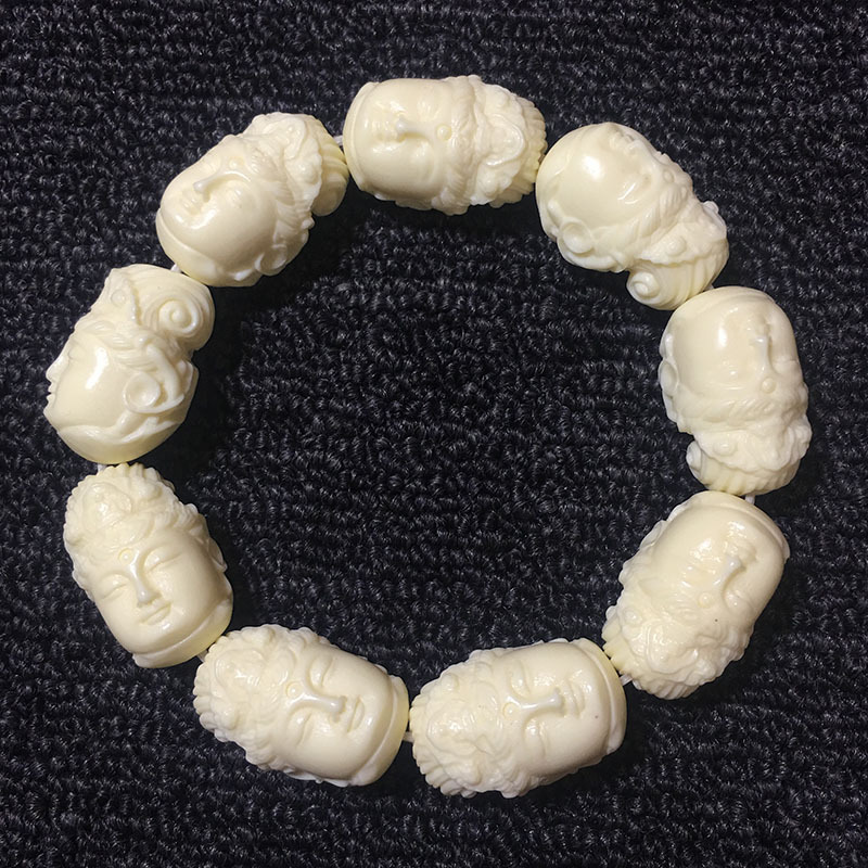 象牙果雕刻观音大士佛珠手串菩提籽椰子木工艺品念珠车挂饰品