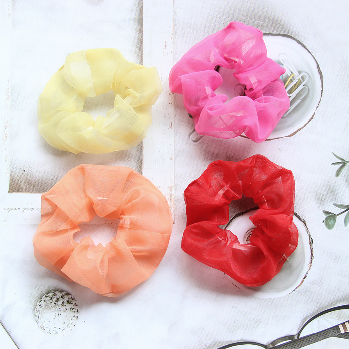 New Spring and Summer French Meteor Yarn Tulle Large Intestine Hair Band Fairy Temperamental Chiffon Hair Rope Large Intestine Ring Head Rope