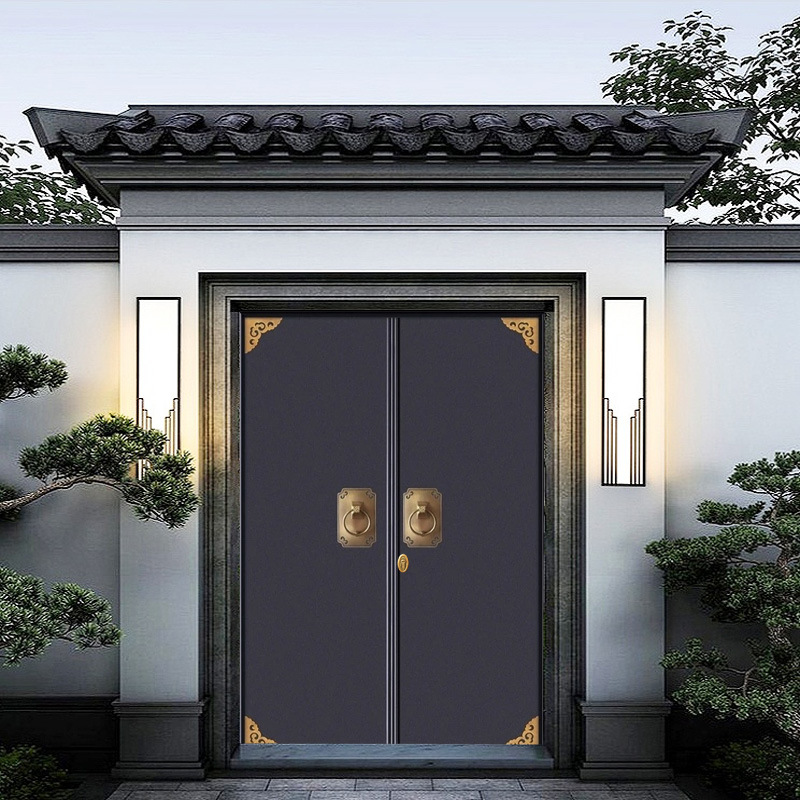 批发锌合金别墅大门纯铜对开门不锈钢双开四开子母门新中式徽派庭