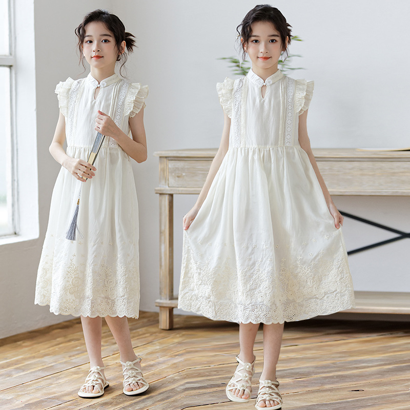 抖音新款夏季2024韩版儿童服装夏季刺绣洋气气质公主裙气中大女童