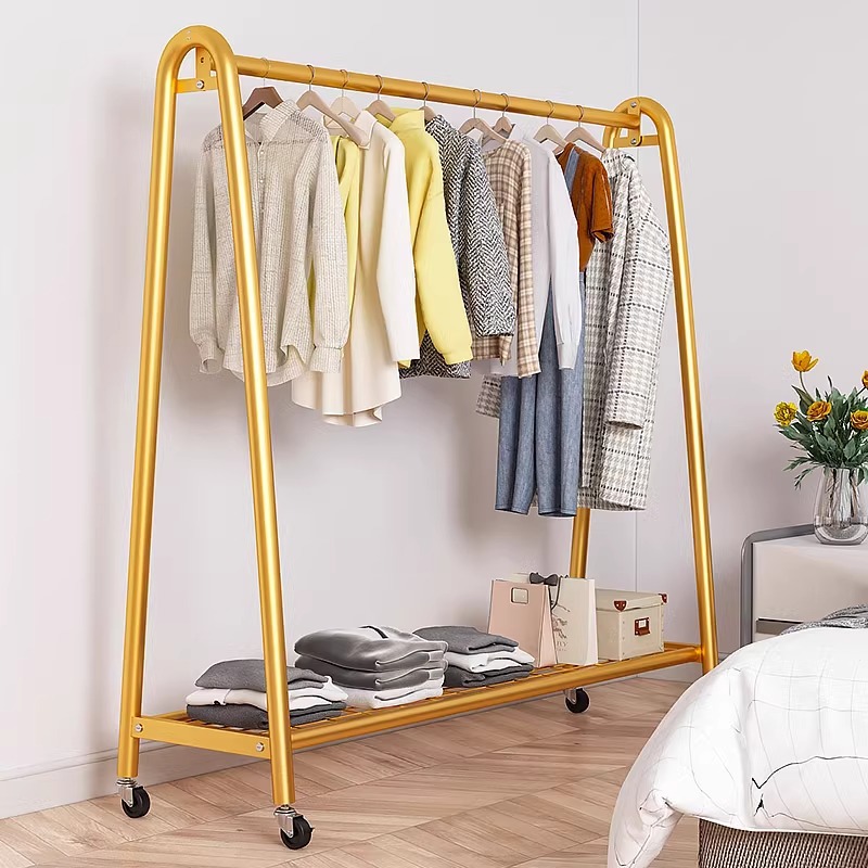 落地式晾衣架折叠阳台家用晒衣架置物卧室挂衣架子加厚室内衣帽架-阿