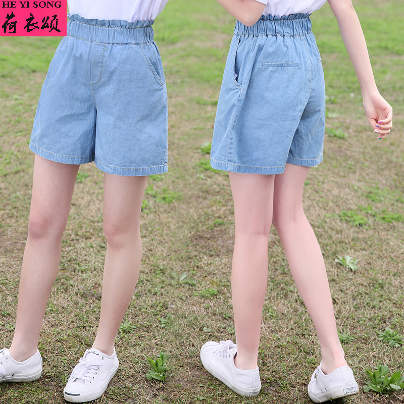2021夏季新款初中生牛仔短裤女外穿学生少女孩大童中学生夏装热裤