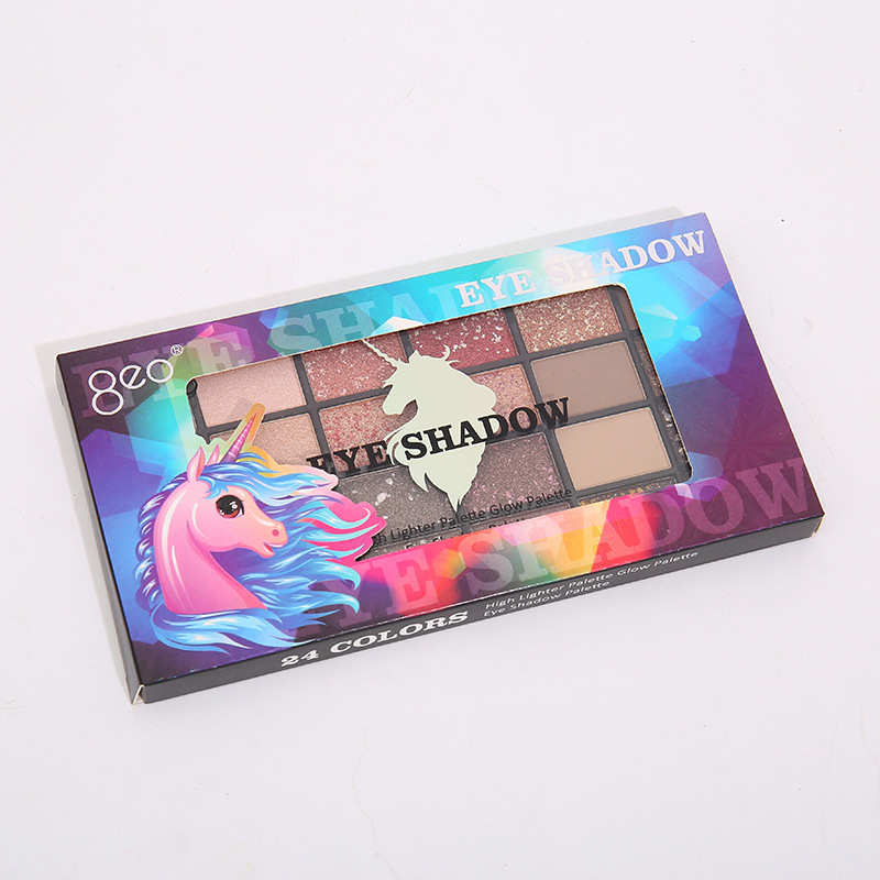 High-Profile Figure Unicorn 24 Colors Eye Shadow Plate Ins Super Popular German Niche Unicorn Shimmering Powder Shimmer Factory Wholesale