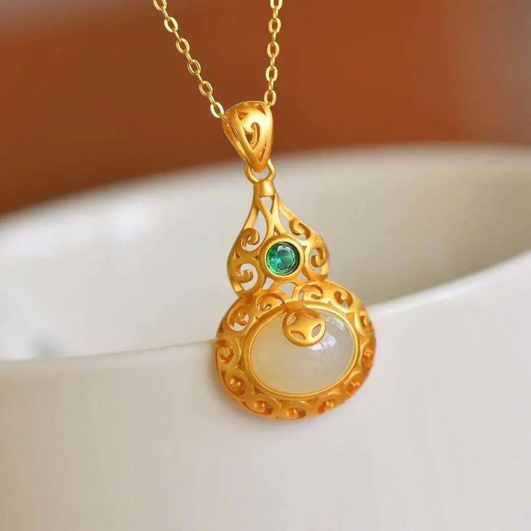 眷钰 和田玉葫芦吊坠羊脂白福禄时尚优雅珠宝玉石玉器饰品礼物女