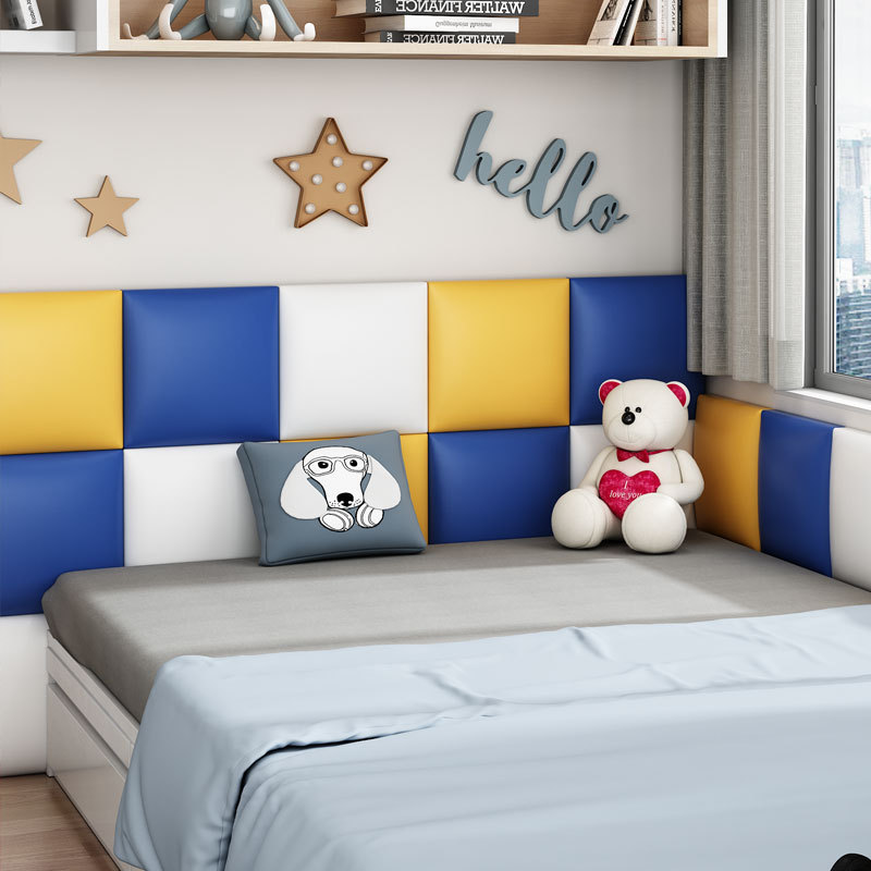 床头板软包卧室榻榻米墙围贴方形拼贴软包早教中心儿童防撞软包贴