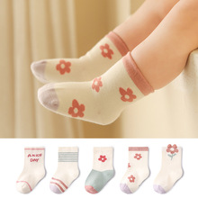 儿童袜子批发春夏新款女童字母小花婴儿袜子精梳棉新生儿宝宝袜子