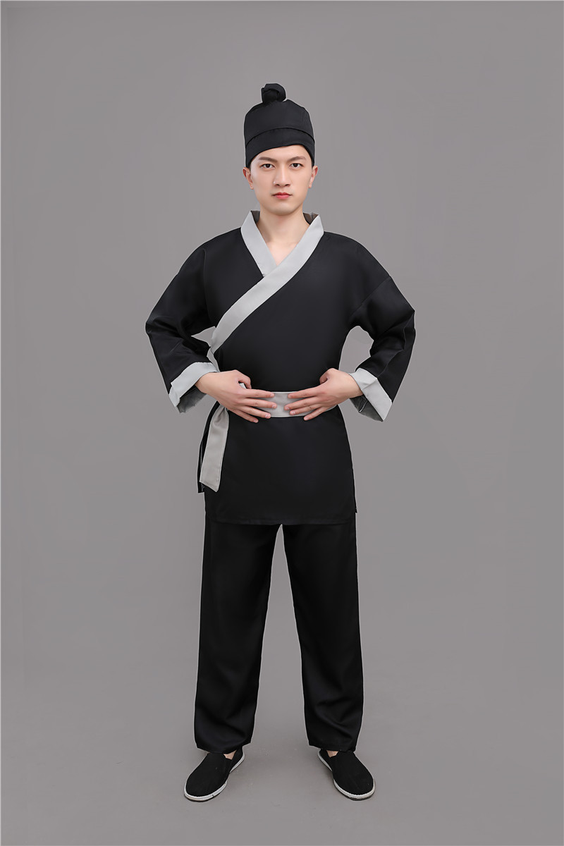 新款店小二平民古装演出成人汉服男农夫家丁仆人书童茶艺馆工作服