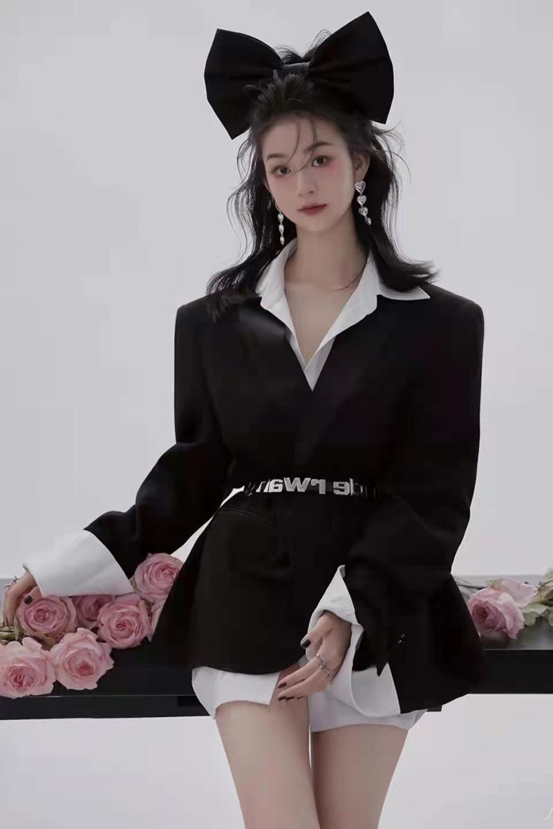 新款影楼艺术照甜酷风鬼马少女写真黑色休闲港版杂志封面拍照服饰