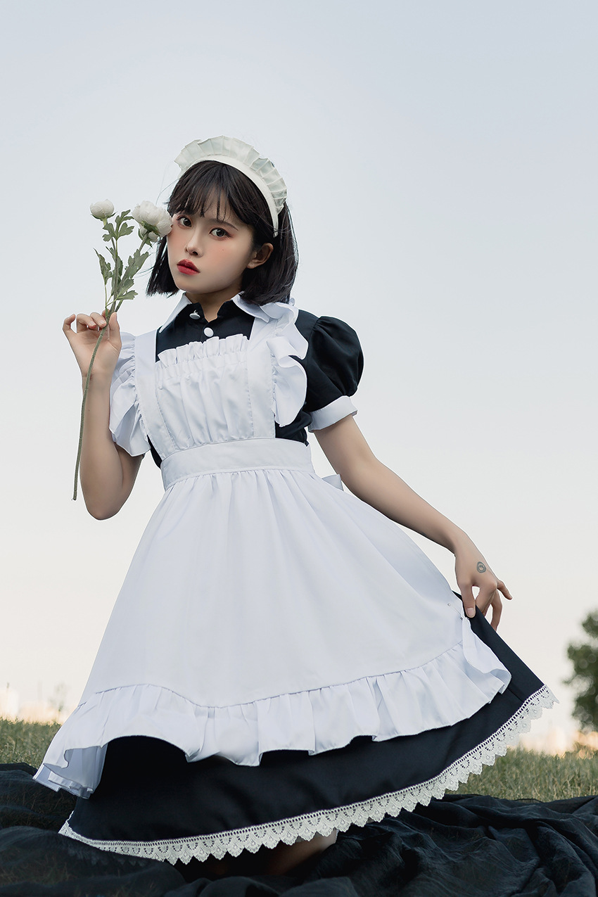 女仆装cosplay 餐厅咖啡厅工作服长裙黑白女佣装聚会派对一件代发