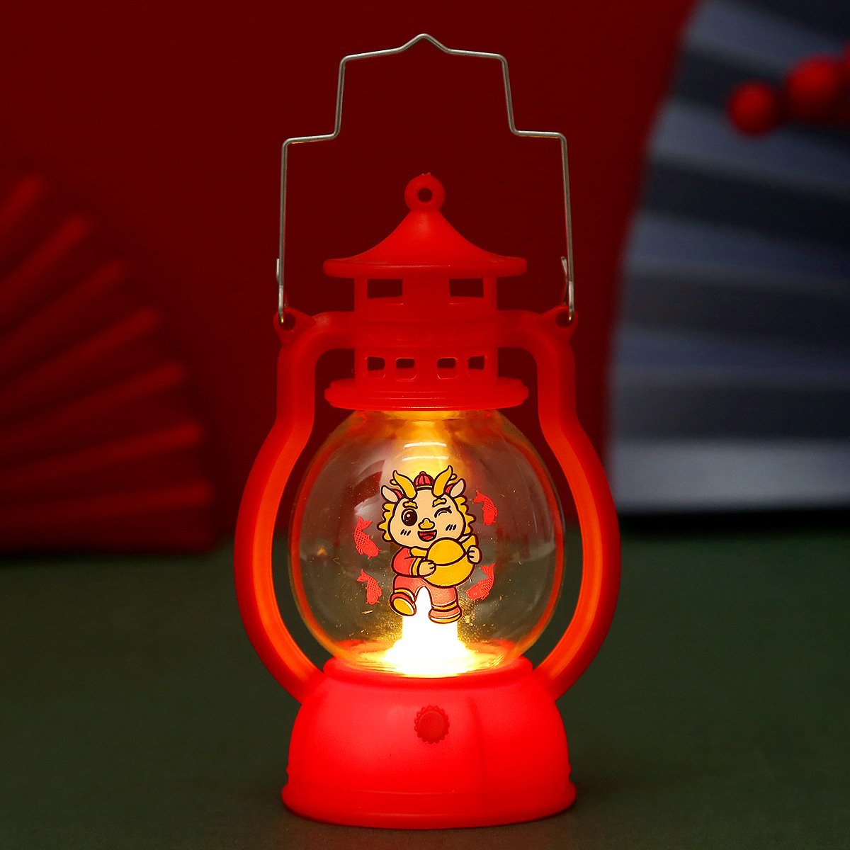 New Spring Festival Portable Light-Emitting Small Oil Lantern Dragon Year GD Lantern Festival Children Cartoon Barn Lantern Festive Lantern Toys