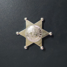 银色别针六角星徽章服装配饰 玩具警察 西部牛仔警长勋章