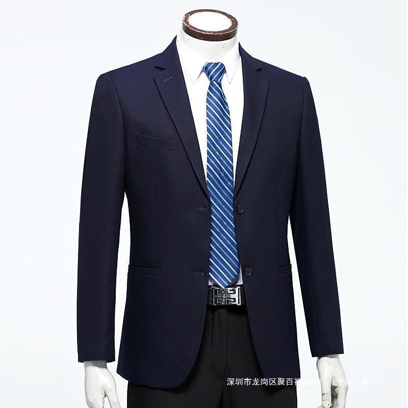 品牌时尚百搭羊毛西装外套男上衣单件中年男士西服商务休闲爸爸装