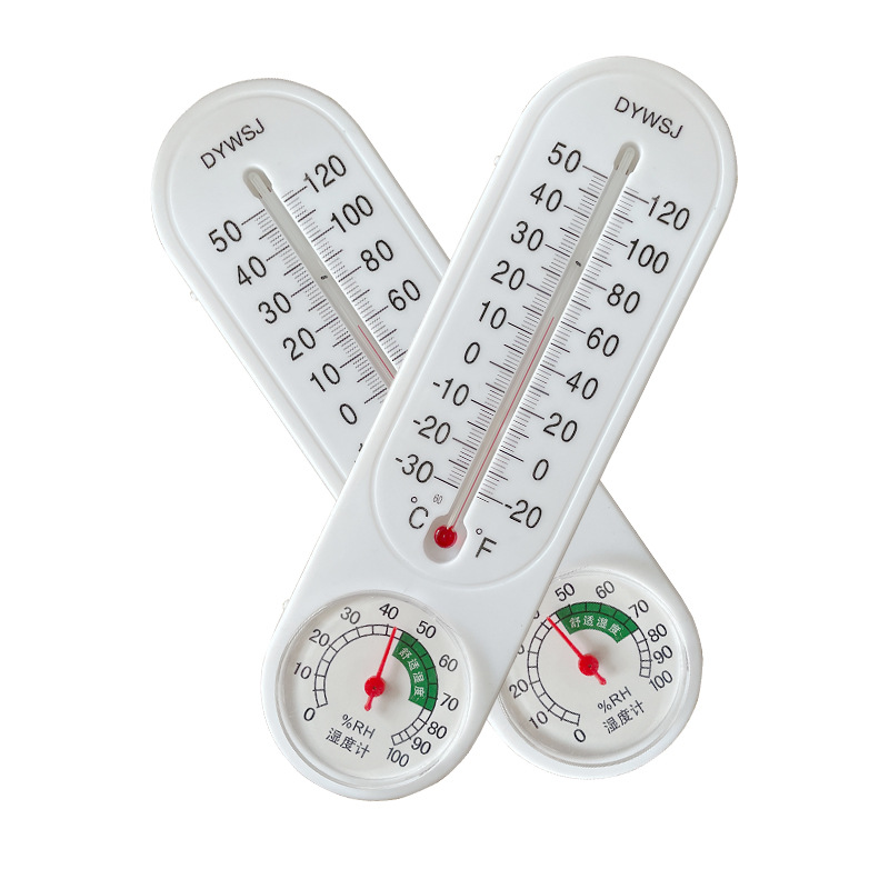 dy温湿度计家用室内外大棚养殖壁挂式指针红水测温干湿长条温度计