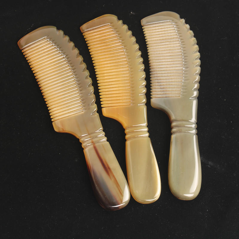 牛角梳子女士专用长发家用脱发防檀香木梳静电加厚牛角双环梳