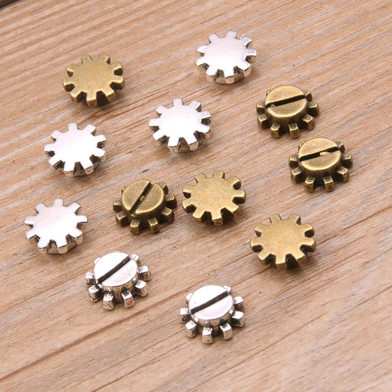 2色 合金饰品配件 DIY齿轮挂件 手工手链 10mm 朋克手镯材料