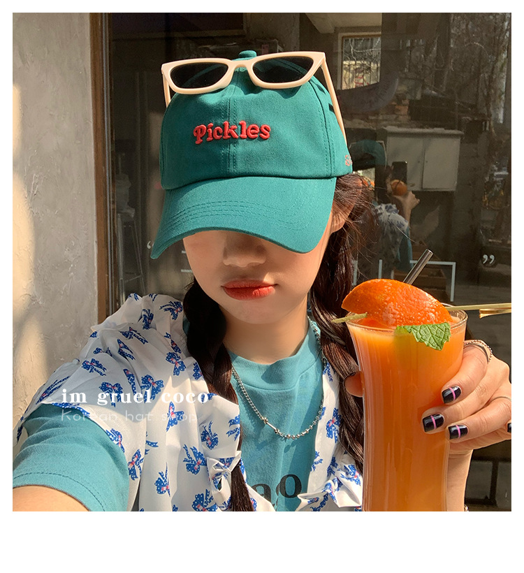 pickles~特别显白的湖蓝色软顶鸭舌帽 休闲出街纯棉韩国ins棒球帽