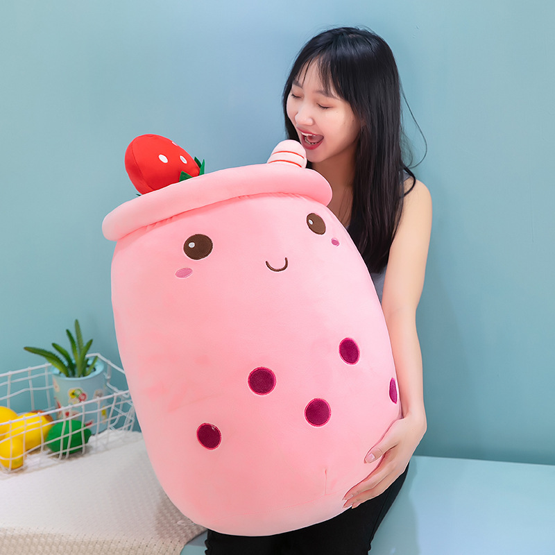 Foreign Trade 2022 New Internet Celebrity Milky Tea Cup Plush Toy Simulation Strawberry Fruit Bubble Milk Tea Cup Milky Tea Cup Doll Wholesale