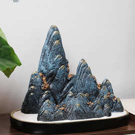 客厅假山石摆件家居装饰品办公室酒柜子玄关小盆景新中式山水摆设