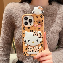 豹纹猫适用苹果15pro Max卡通iphone14硅胶手机壳13por防摔软壳女