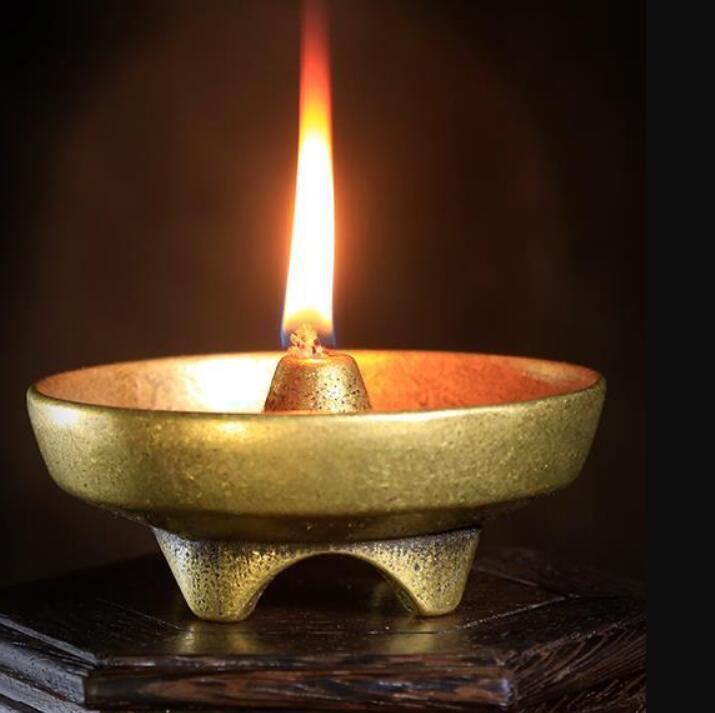 供佛油灯八宝铜供灯佛堂莲花长明灯座佛前供灯家用仿古酥油灯大