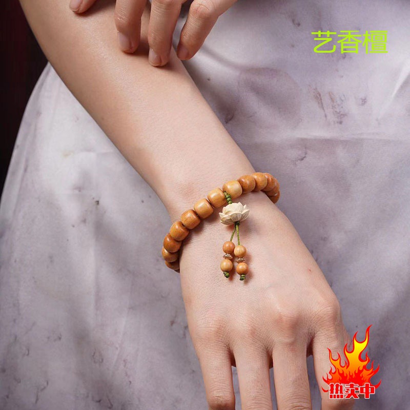 檀香木手串8mm黄杨木莲花吊坠手串 男女文玩手链单圈珠菩提-阿里巴巴
