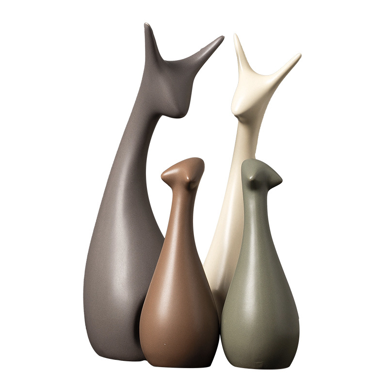 Jingdezhen Ceramic Nordic Deer Vase Ceramic Decoration Desk Creative Living Room Decoration Crafts Factory Wholesale