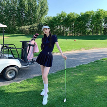 韩版高尔夫球服女套装时尚弹力速干上衣golf运动网球服短裙网红款
