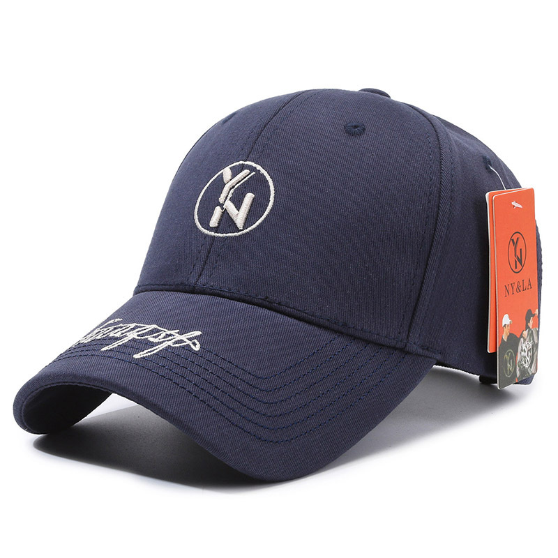 Sun-Proof NY & La [Yn Embroidery] Fashion All-Match Men's and Women's Same Big Head Circumference Hard Crown Baseball Cap