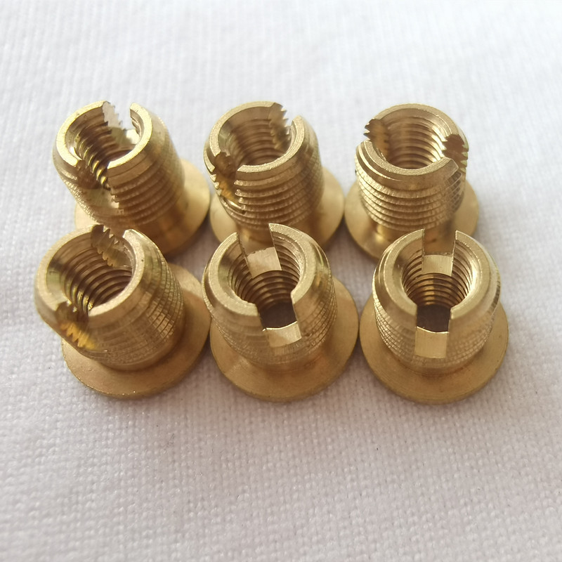 Dongguan Factory Brass Nut with Internal and External Tooth Slotted Thread Insert Self-Tapping Tooth Socket Self-Tapping Copper Nut Inserts Screw