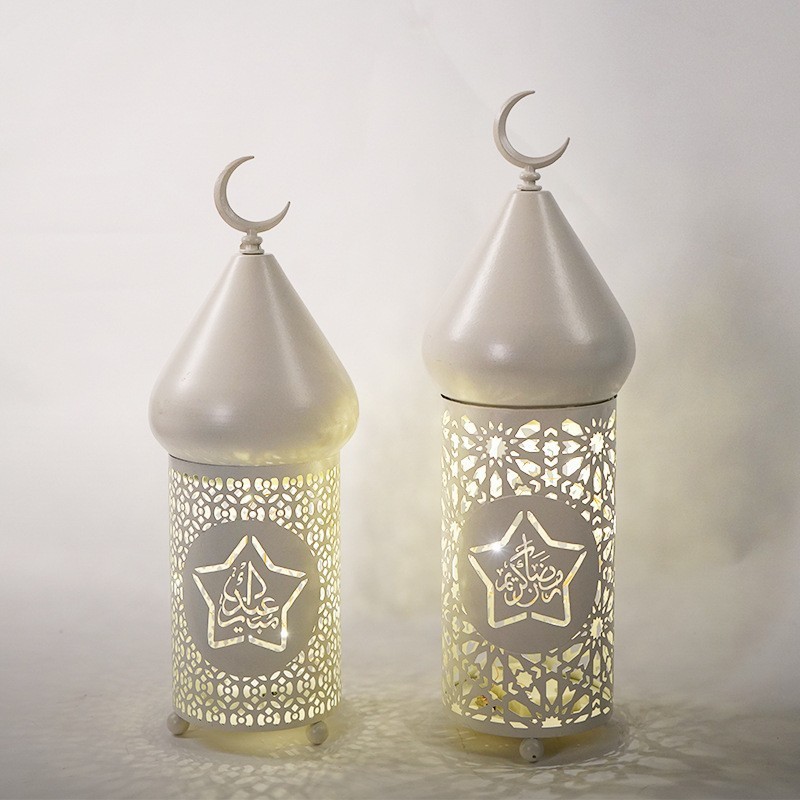 Cross-Border Led Storm Lantern Lantern Eid Festival Iron Lamp Decorative Crafts Decorative Ornaments