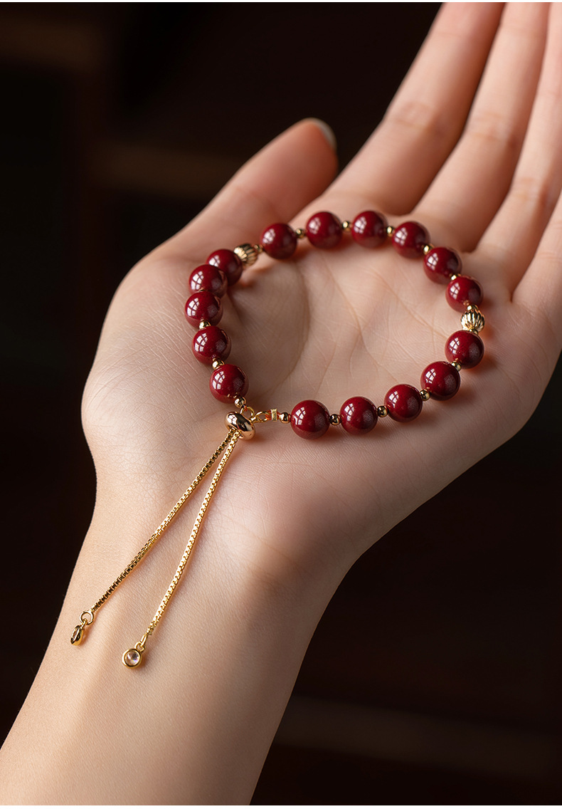 朱砂紫金砂手链女士款手串本命年可调节时尚手链闺蜜礼物批发